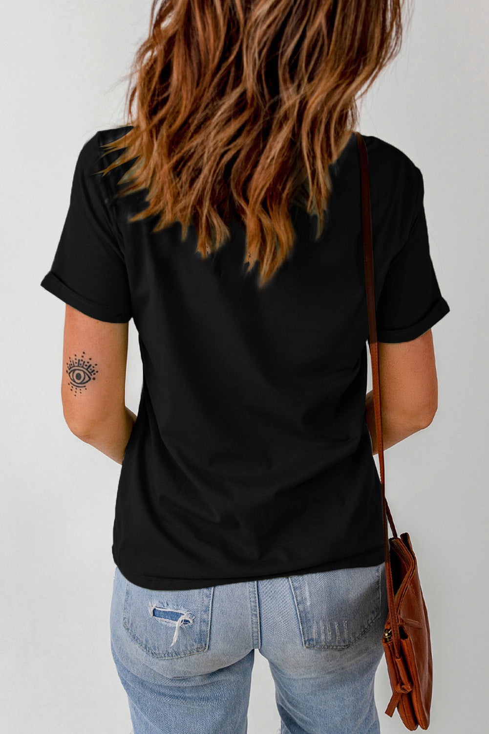 Rhinestone Round Neck Short Sleeve T-Shirt - Charming Charlie