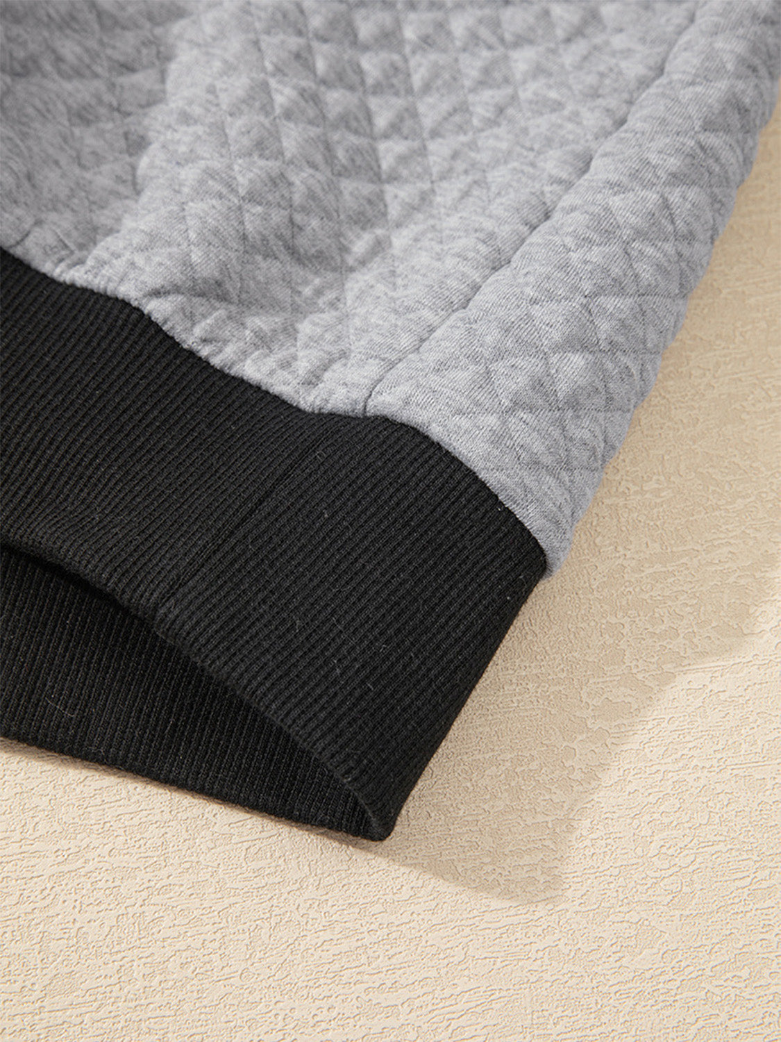 Texture Quarter Button Long Sleeve Sweatshirt - Charming Charlie