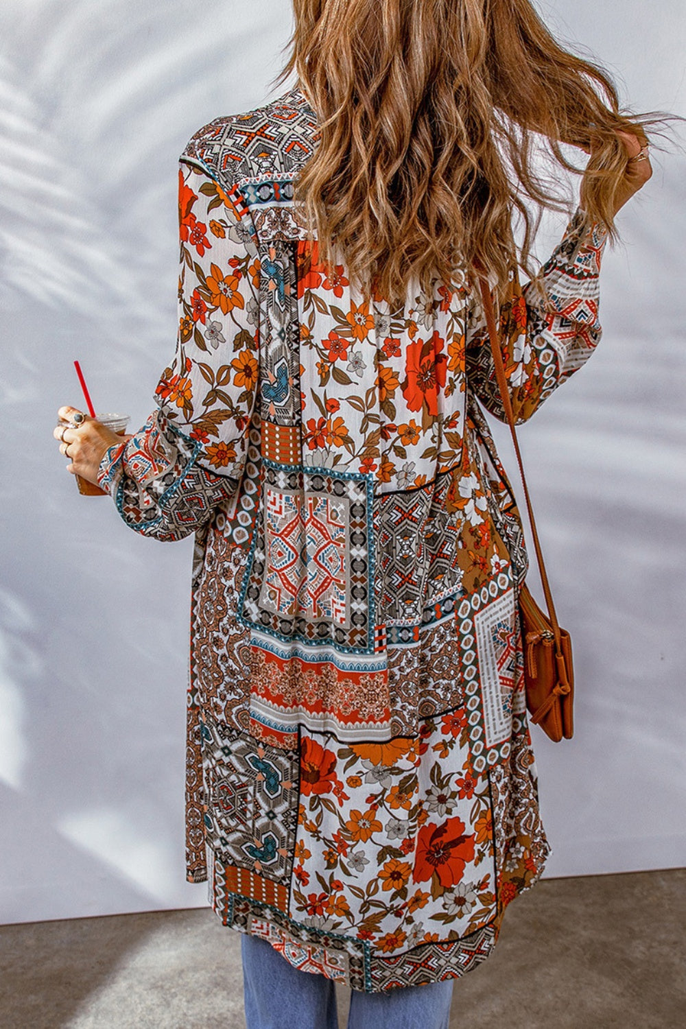 Printed Button Up Long Sleeve Cardigan - Charming Charlie