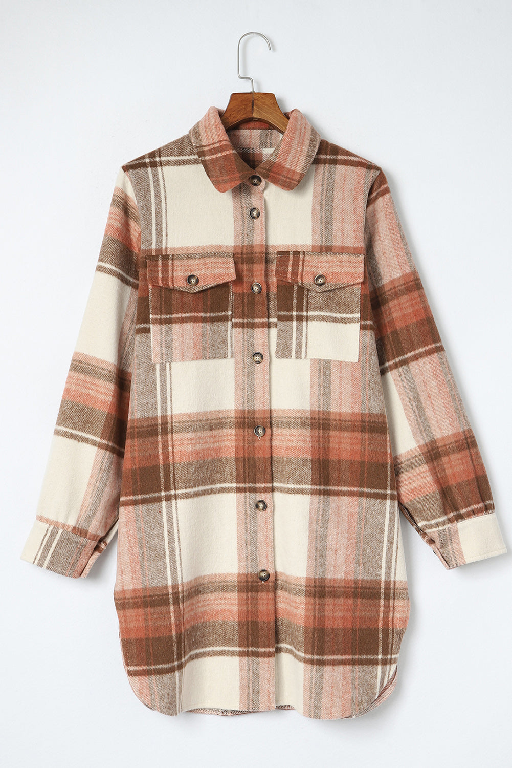 Pocketed Plaid Collared Neck Shacket - Charming Charlie