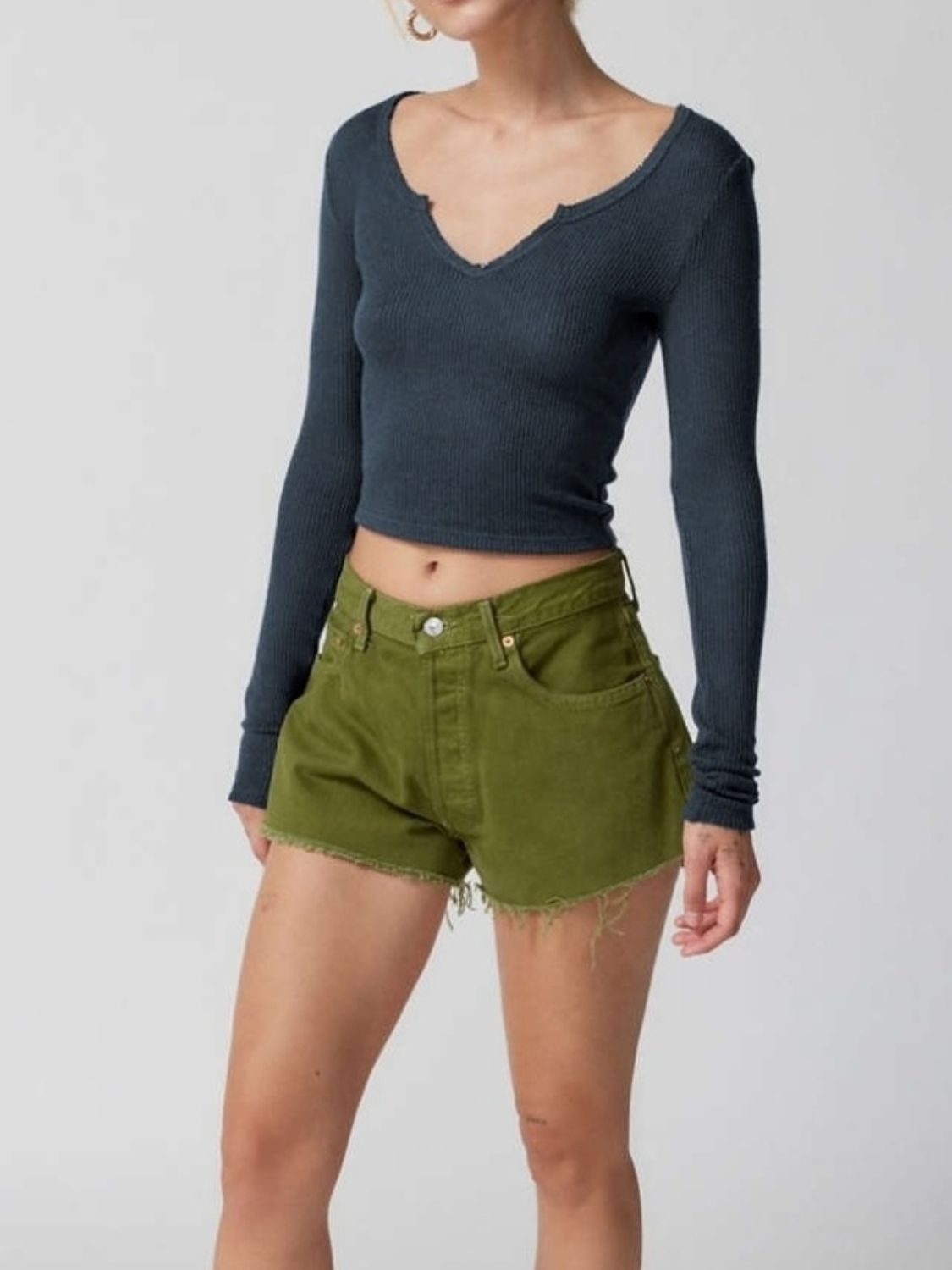 Notched Long Sleeve T-Shirt - Charming Charlie