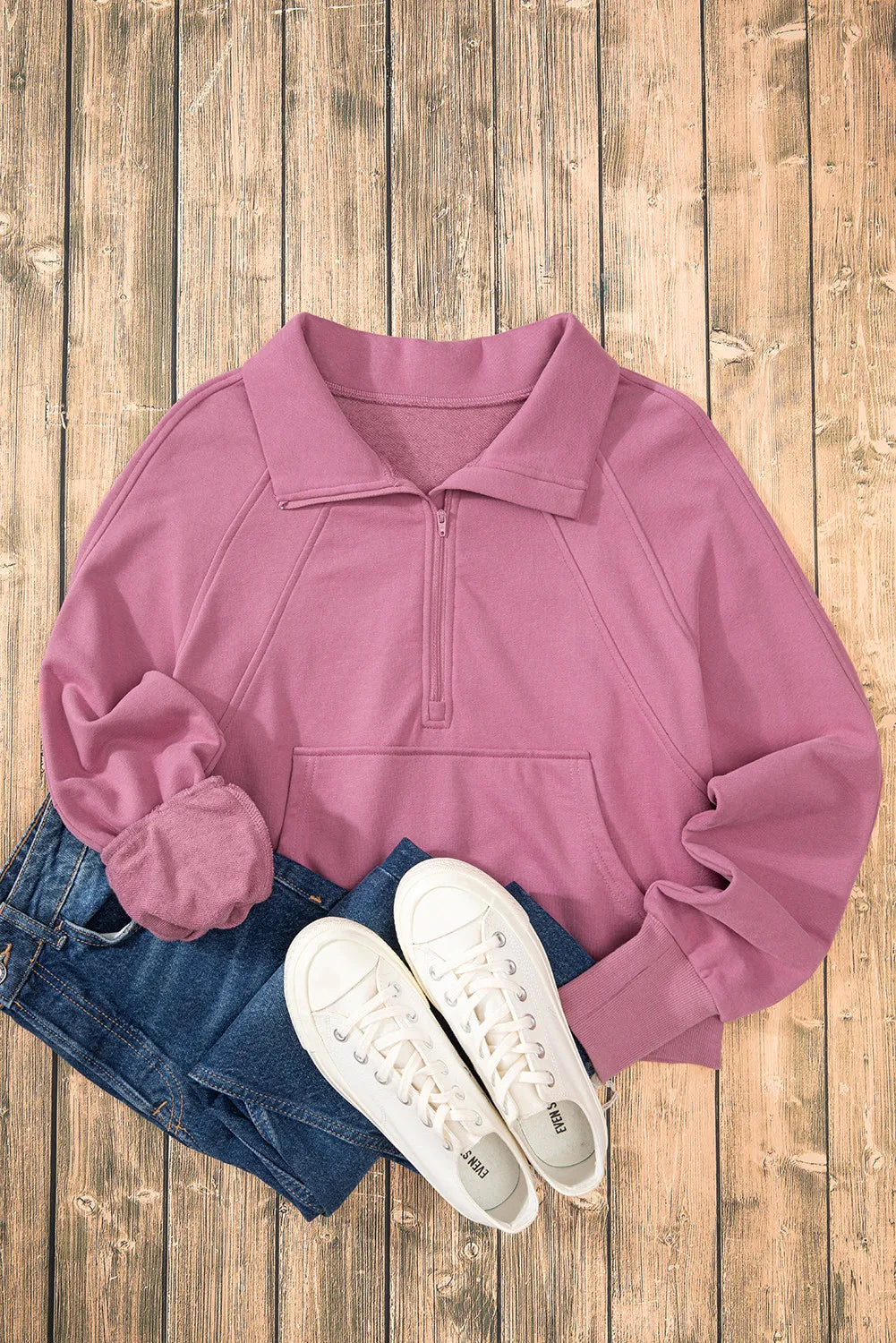 Half Zip Long Sleeve Sweatshirt - Charming Charlie