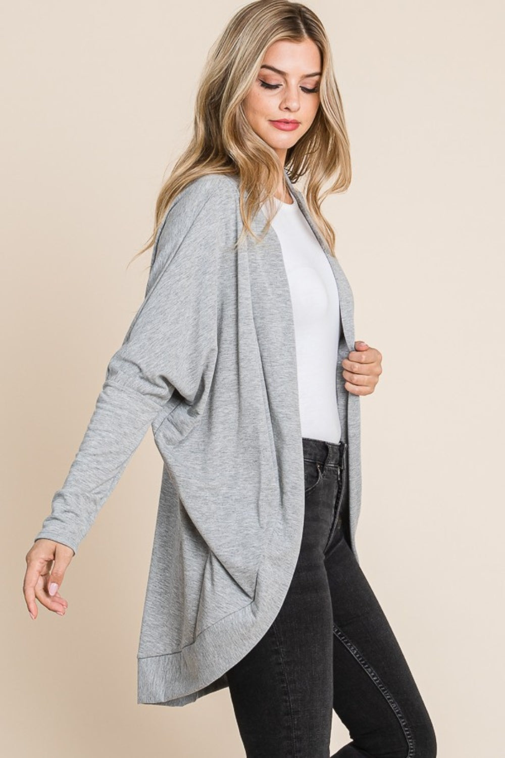 BOMBOM Open Front Long Sleeve Cocoon Cardigan - Charming Charlie