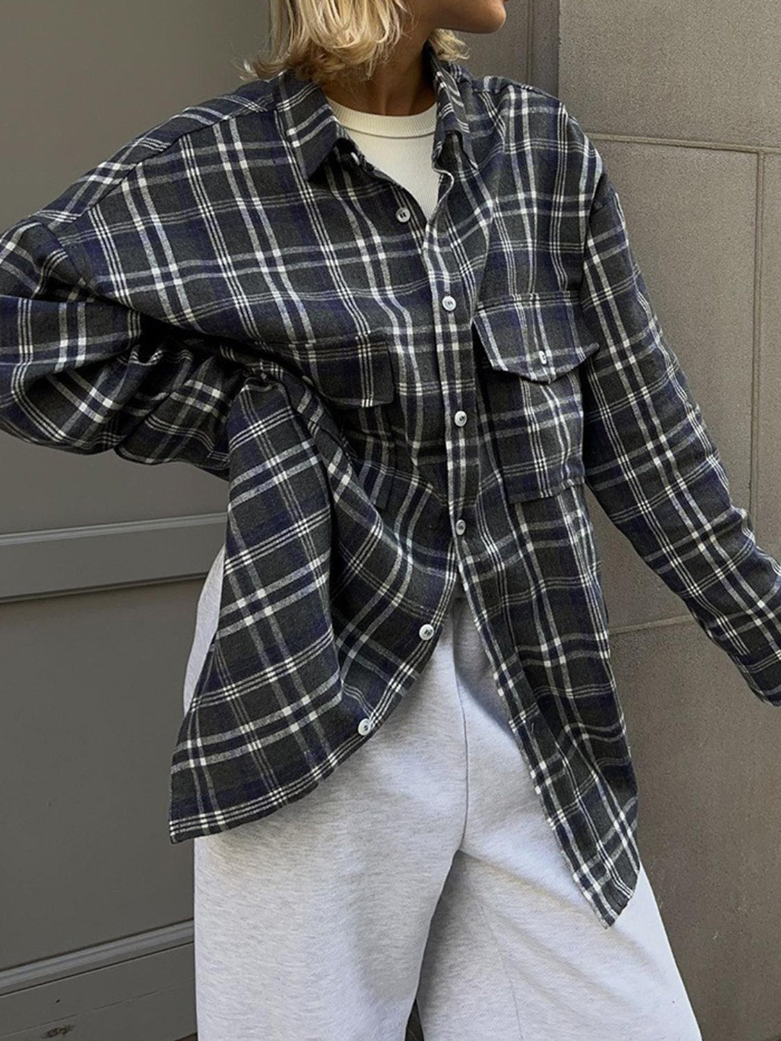 Pocketed Plaid Button Up Shacket - Charming Charlie
