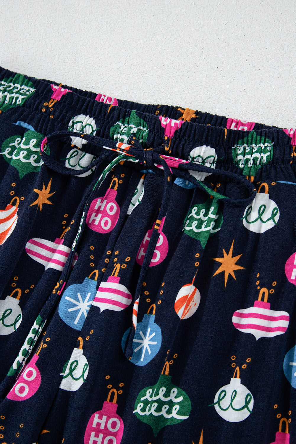 Christmas Lights Print Collared Neck Top and Pants Set - Charming Charlie