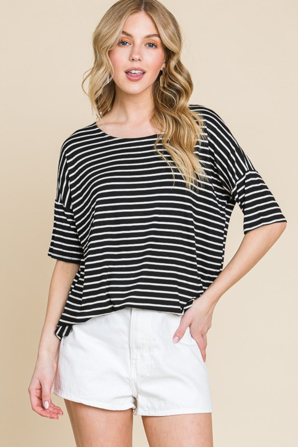 BOMBOM Striped Round Neck T-Shirt - Charming Charlie