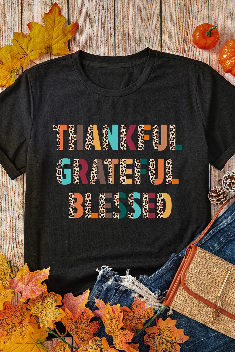 Letter Graphic Round Neck Short Sleeve T-Shirt - Charming Charlie
