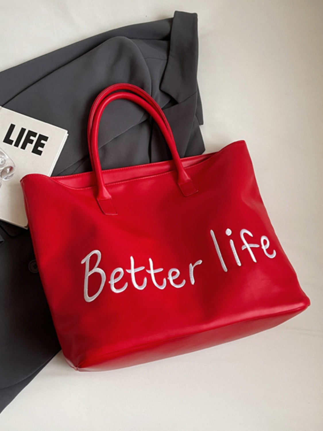 BETTER LIFE PU Leather Tote Bag - Charming Charlie