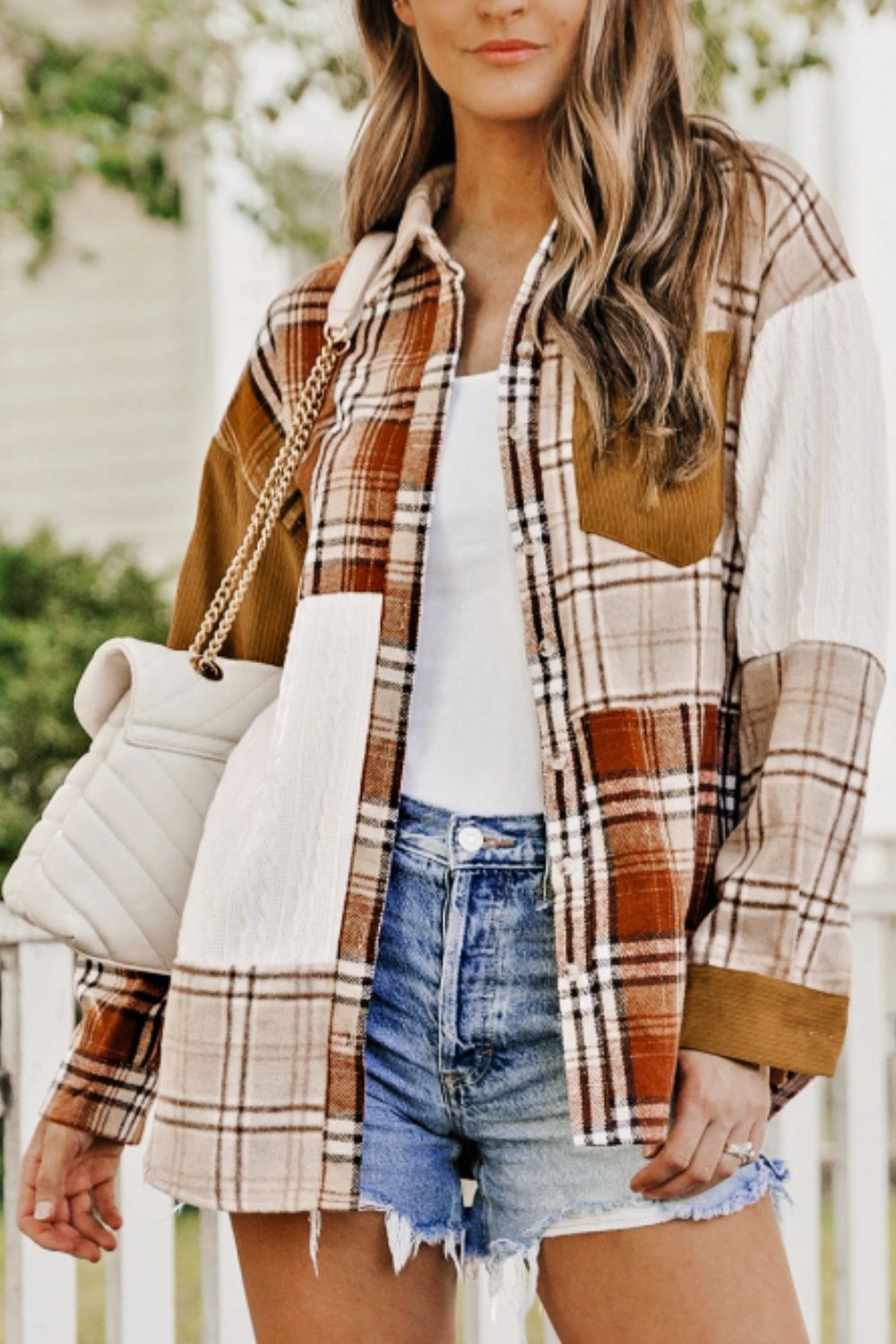 Plaid Button Up Long Sleeve Shacket - Charming Charlie