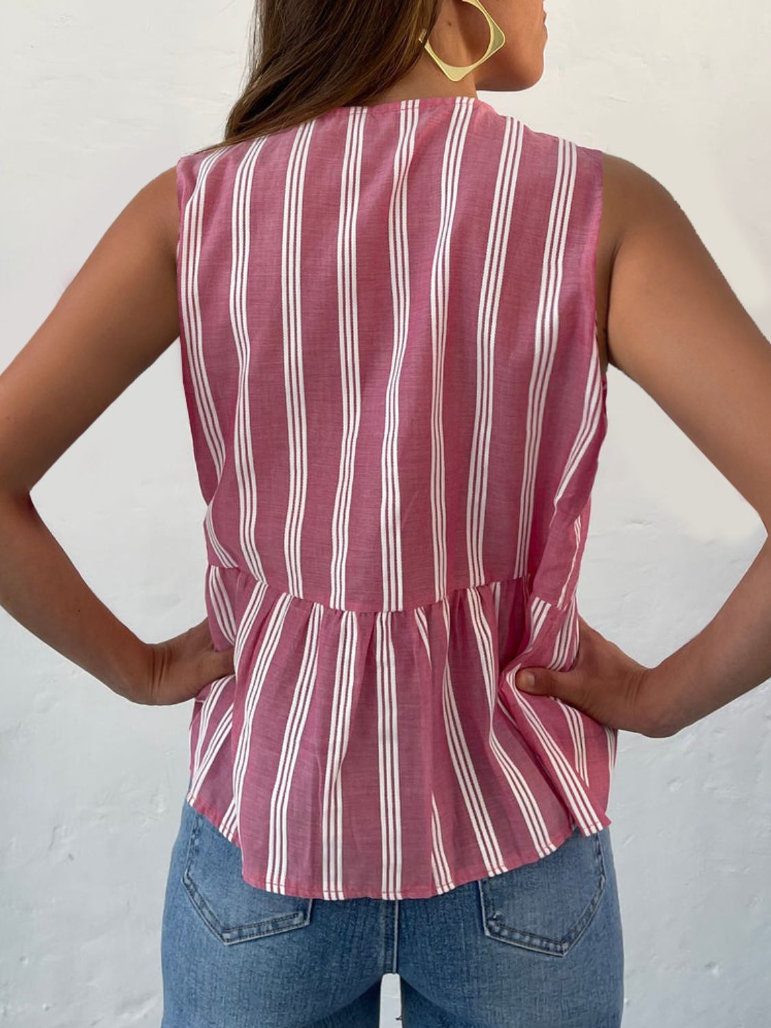 Tied Striped Round Neck Tank - Charming Charlie