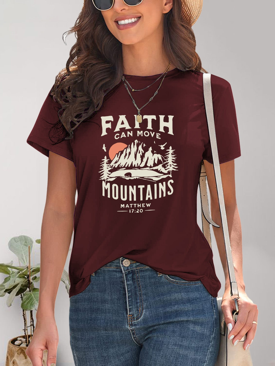 Graphic Round Neck Short Sleeve T-Shirt - Charming Charlie