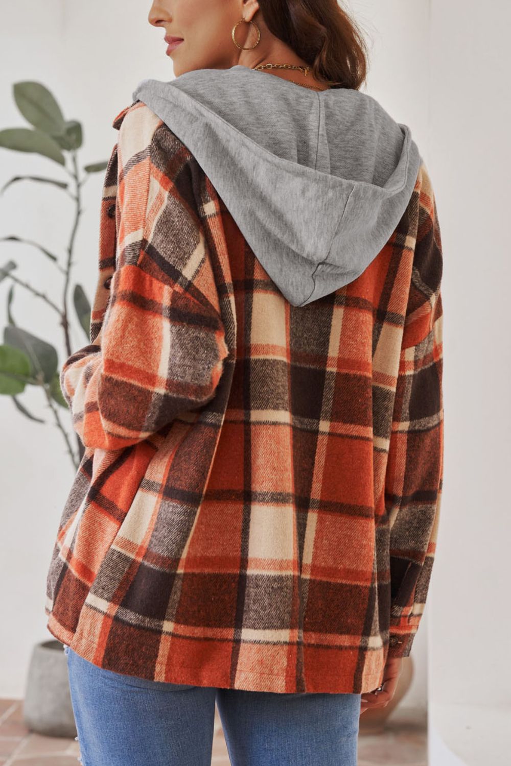 Plaid Button Up Hooded Shacket - Charming Charlie
