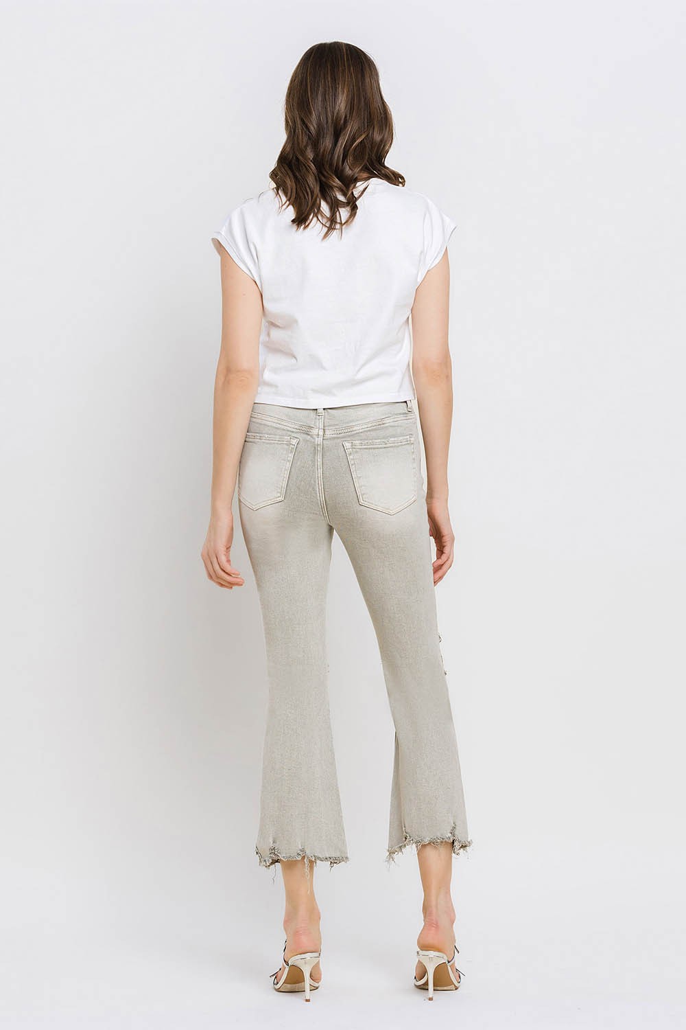 Lovervet Distressed Raw Hem Cropped Flare Jeans - Charming Charlie