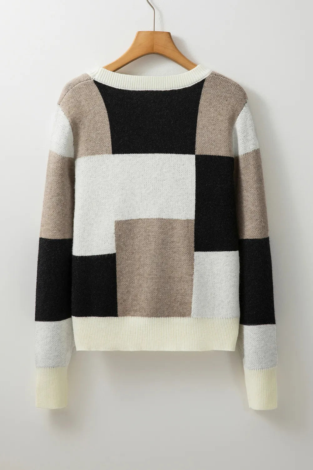 Color Block Round Neck Long Sleeve Sweater - Charming Charlie