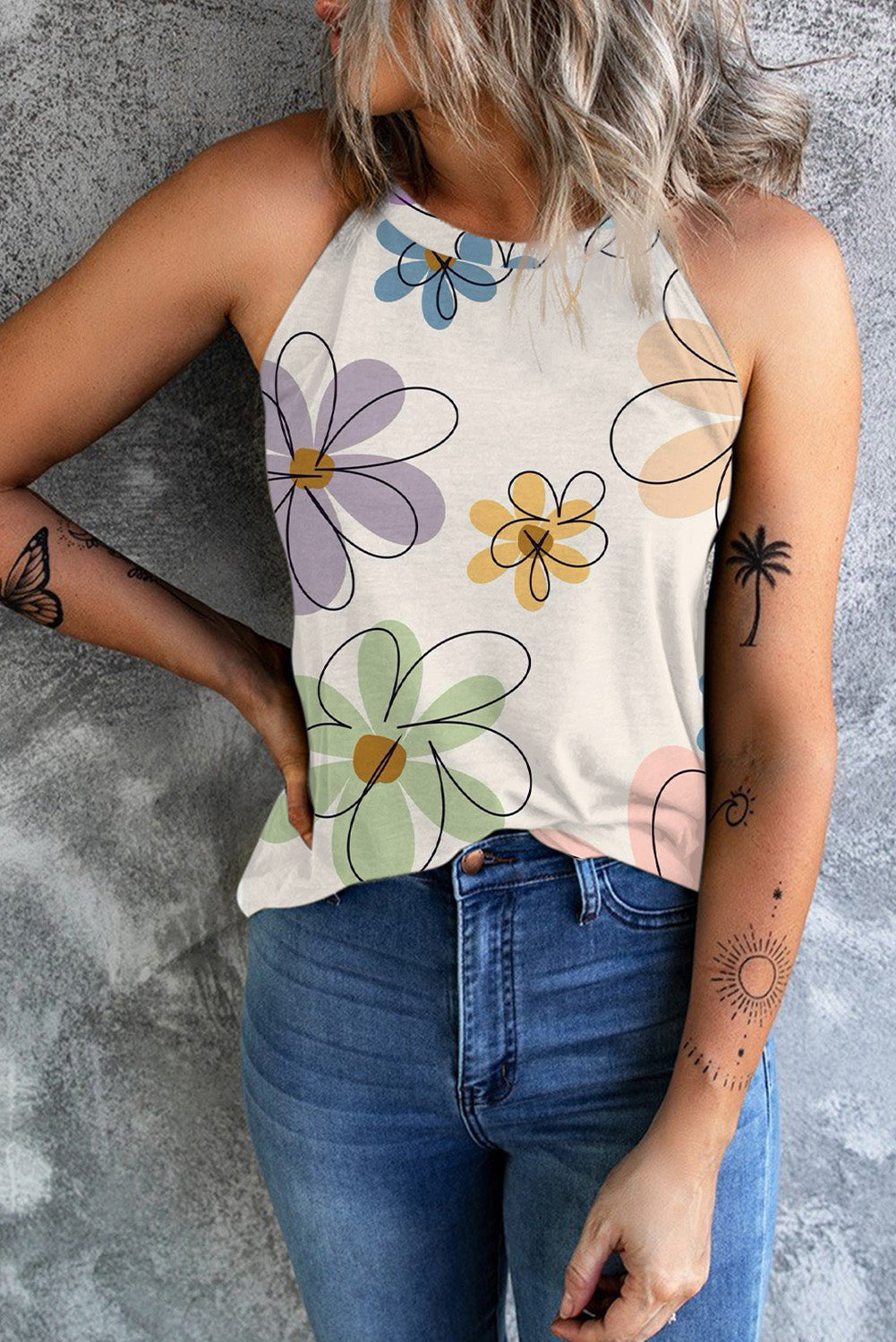 Printed Round Neck Tank - Charming Charlie
