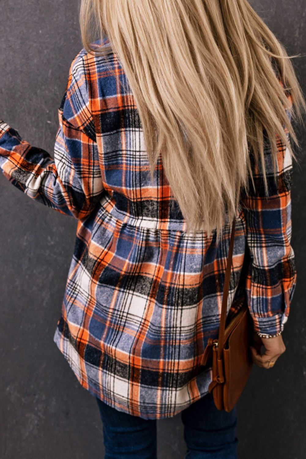 Plaid Collared Neck Long Sleeve Shirt - Charming Charlie