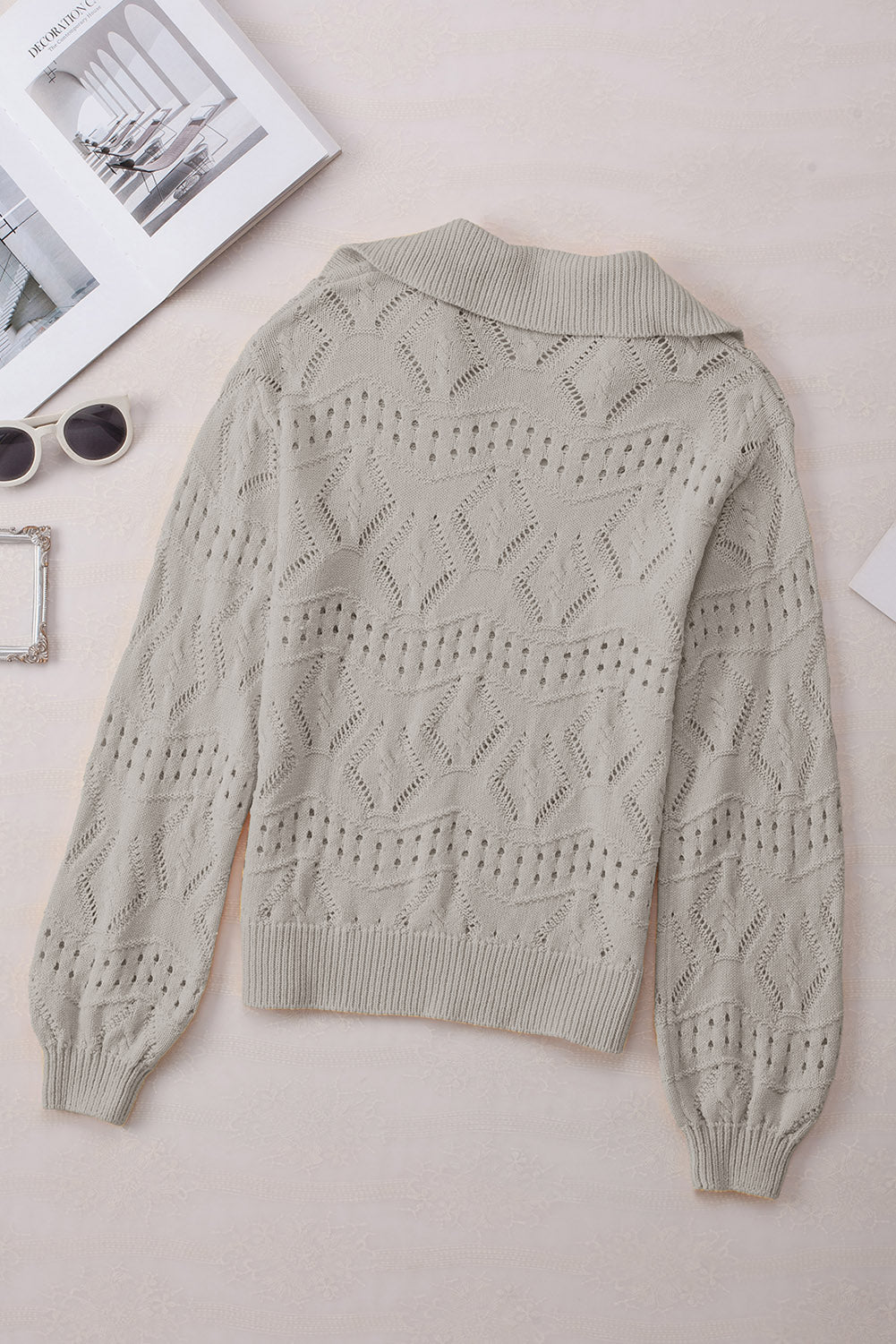 Hollow Out Johnny Collar Sweater - Charming Charlie