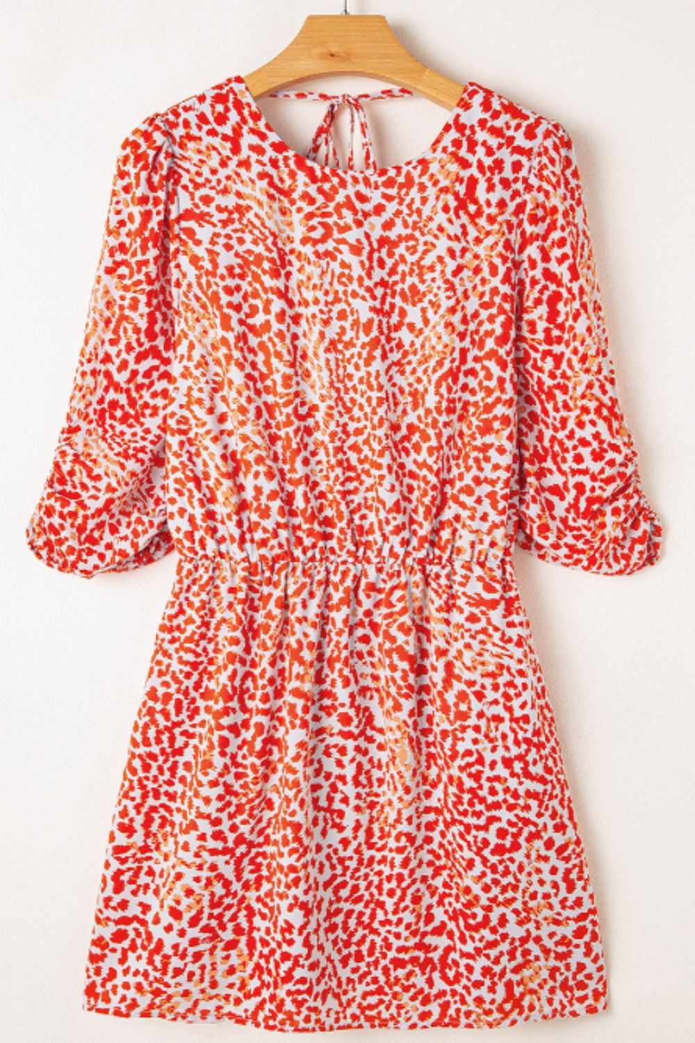Slit Tied Printed Round Neck Mini Dress - Charming Charlie