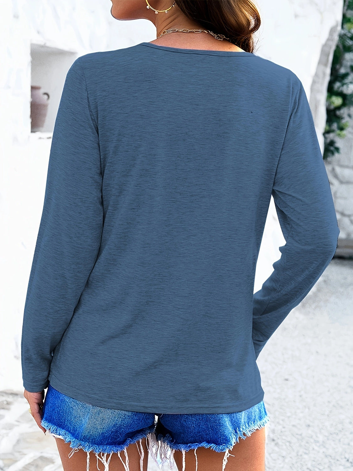 Crisscross V-Neck Long Sleeve T-Shirt - Charming Charlie