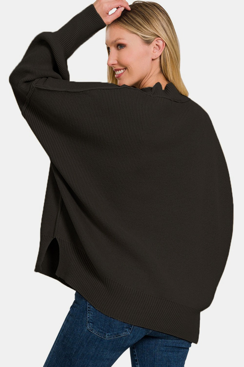 Zenana Side Sit Oversize Sweater - Charming Charlie