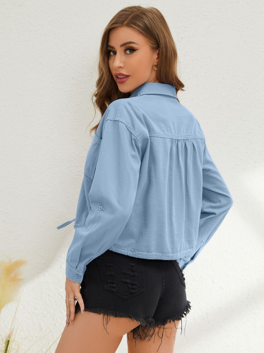 Collared Neck Long Sleeve Shirt - Charming Charlie