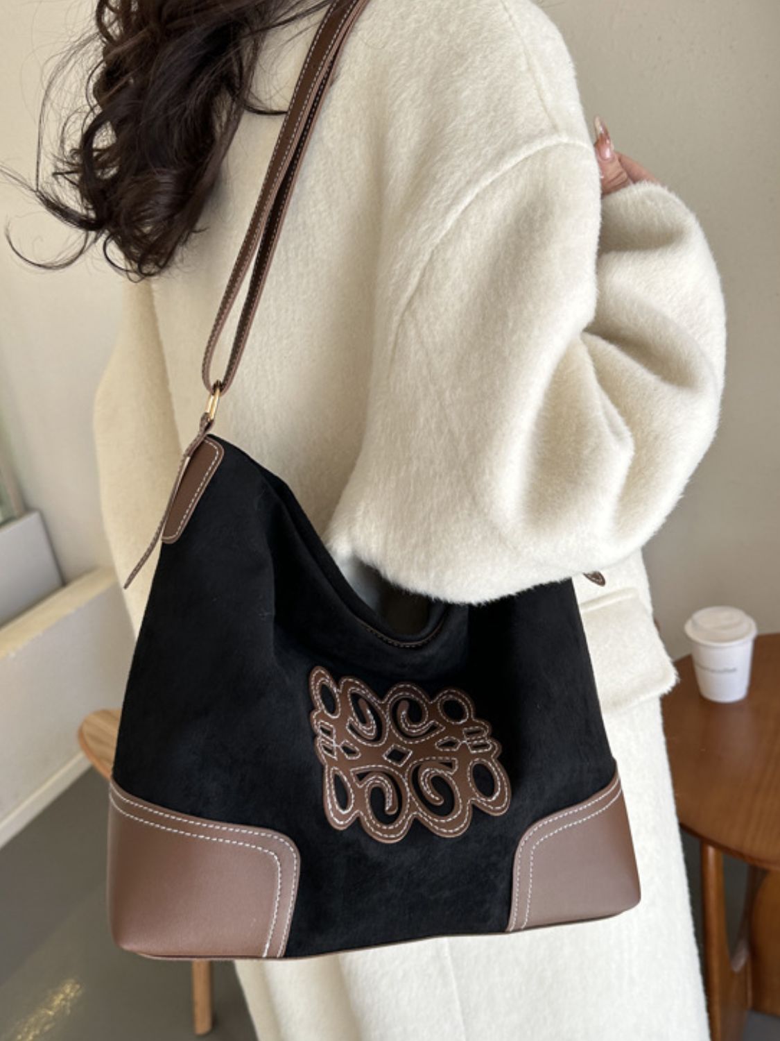 Suede Patch Adjustable Strap Tote Bag - Charming Charlie