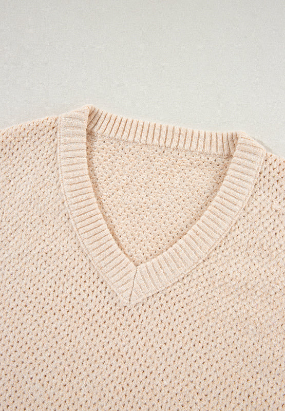 V-Neck Dropped Shoulder Long Sleeve Sweater - Charming Charlie