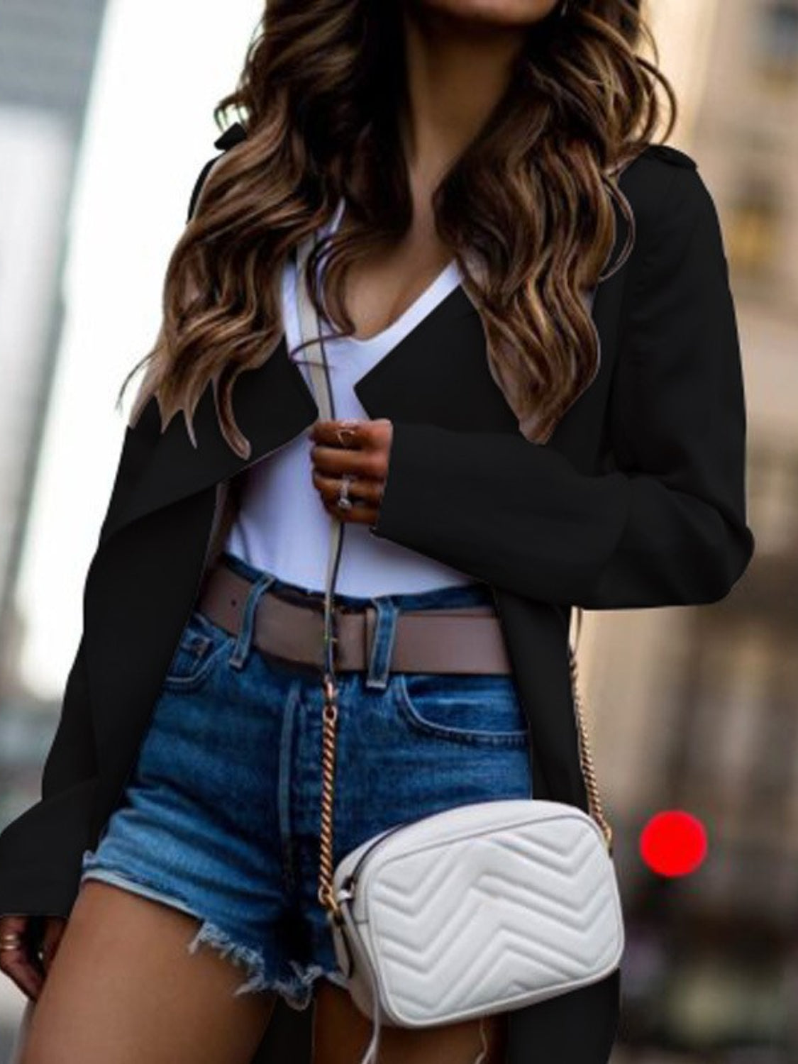 Collared Neck Long Sleeve Trench Coat - Charming Charlie