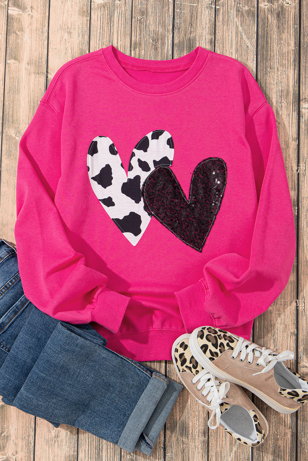 Heart Patch Long Sleeve Sweatshirt - Charming Charlie