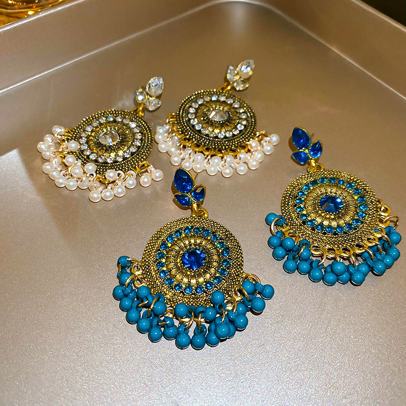 Rhinestone Alloy Bead Dangle Earrings - Charming Charlie