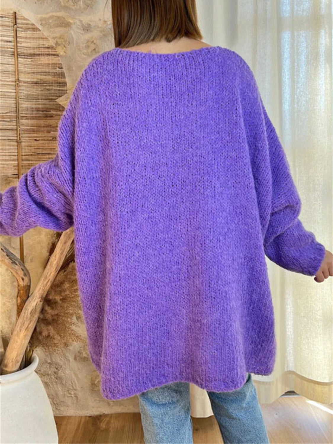Peace Graphic V-Neck Long Sleeve Sweater - Charming Charlie