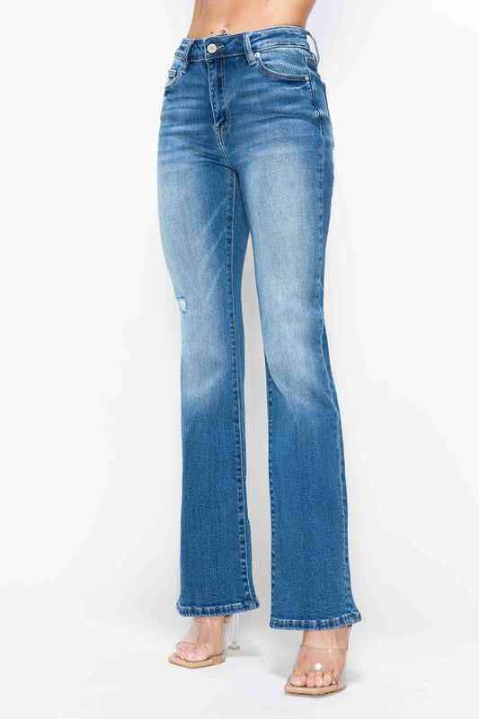 bytos Full Size Distressed High Rise Jeans with Pockets - Charming Charlie