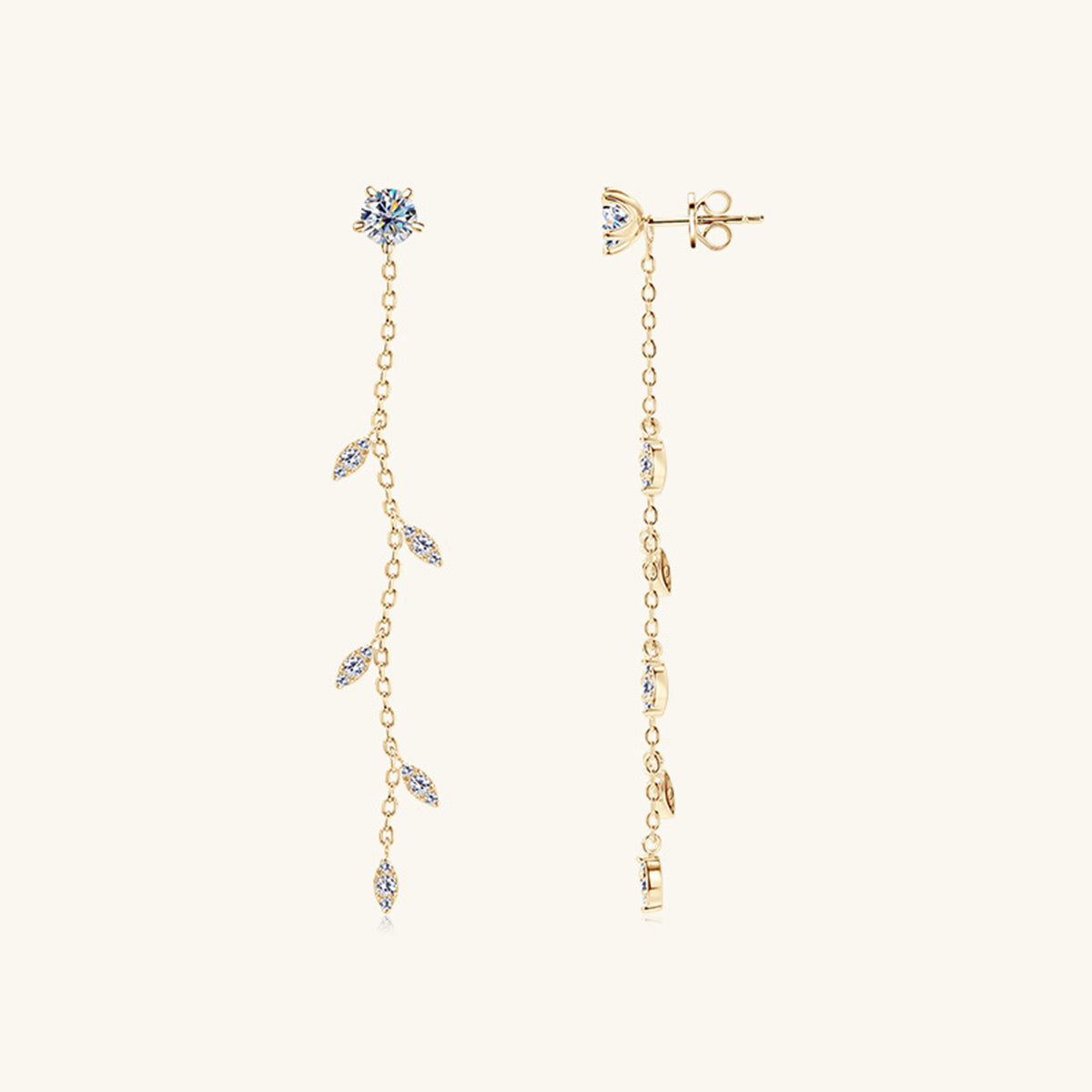 1.38 Carat Moissanite 925 Sterling Silver Leaf Earrings - Charming Charlie