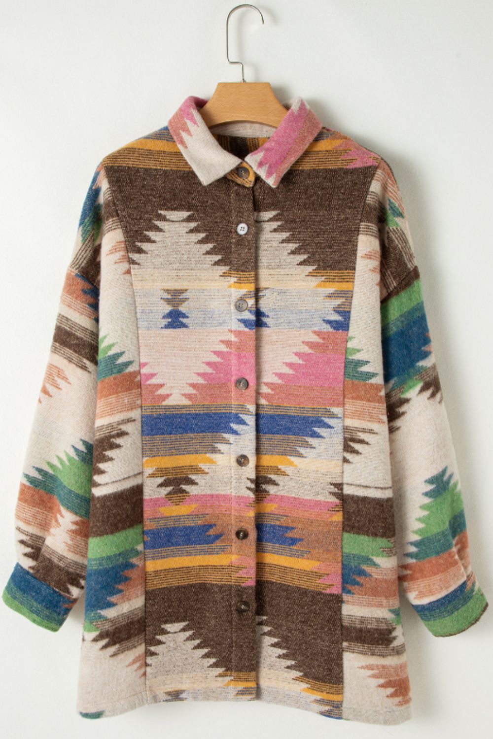 Geometric Button Up Long Sleeve Jacket - Charming Charlie