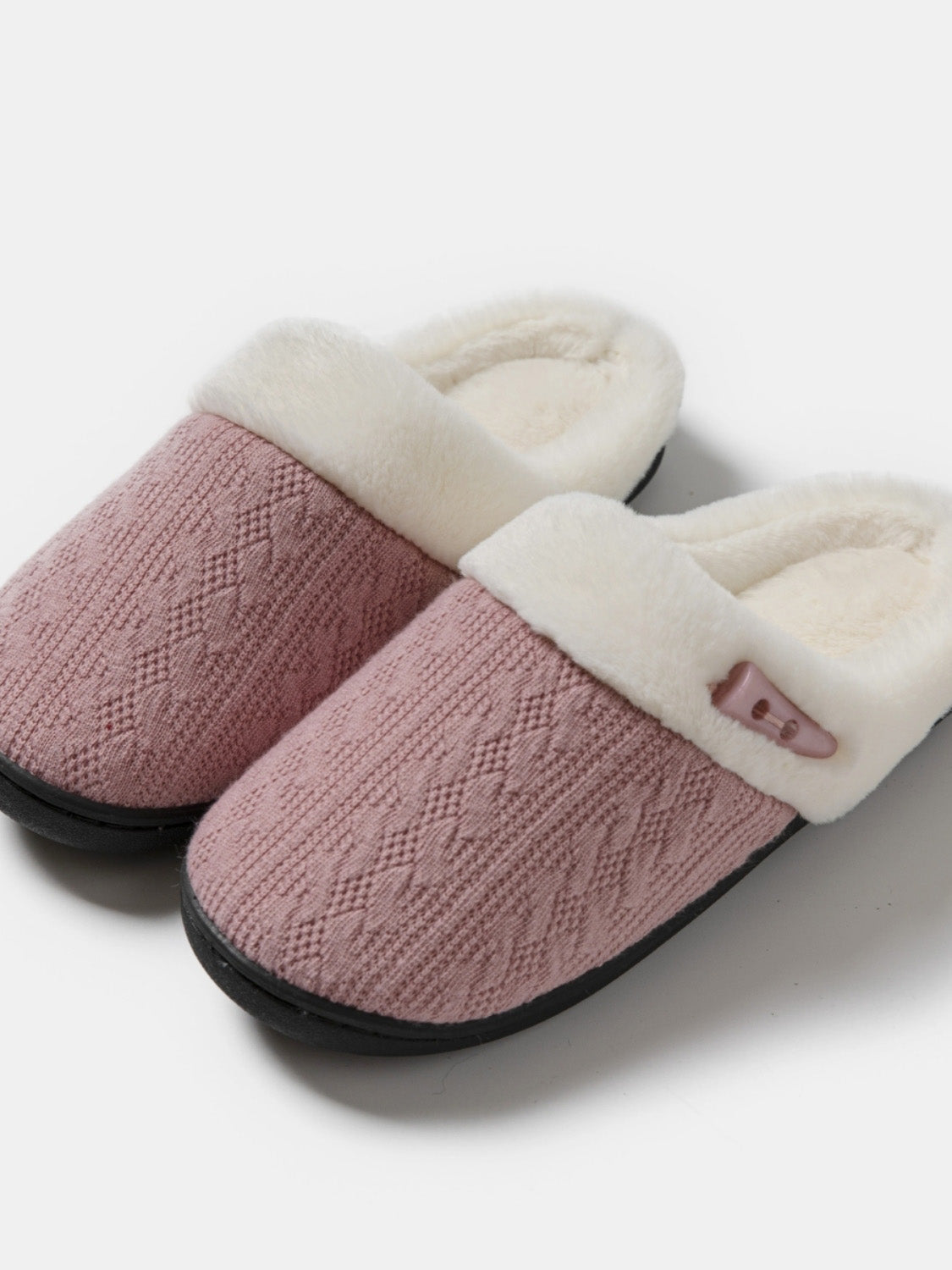 Horn Buckle Furry Texture Flat Slippers - Charming Charlie