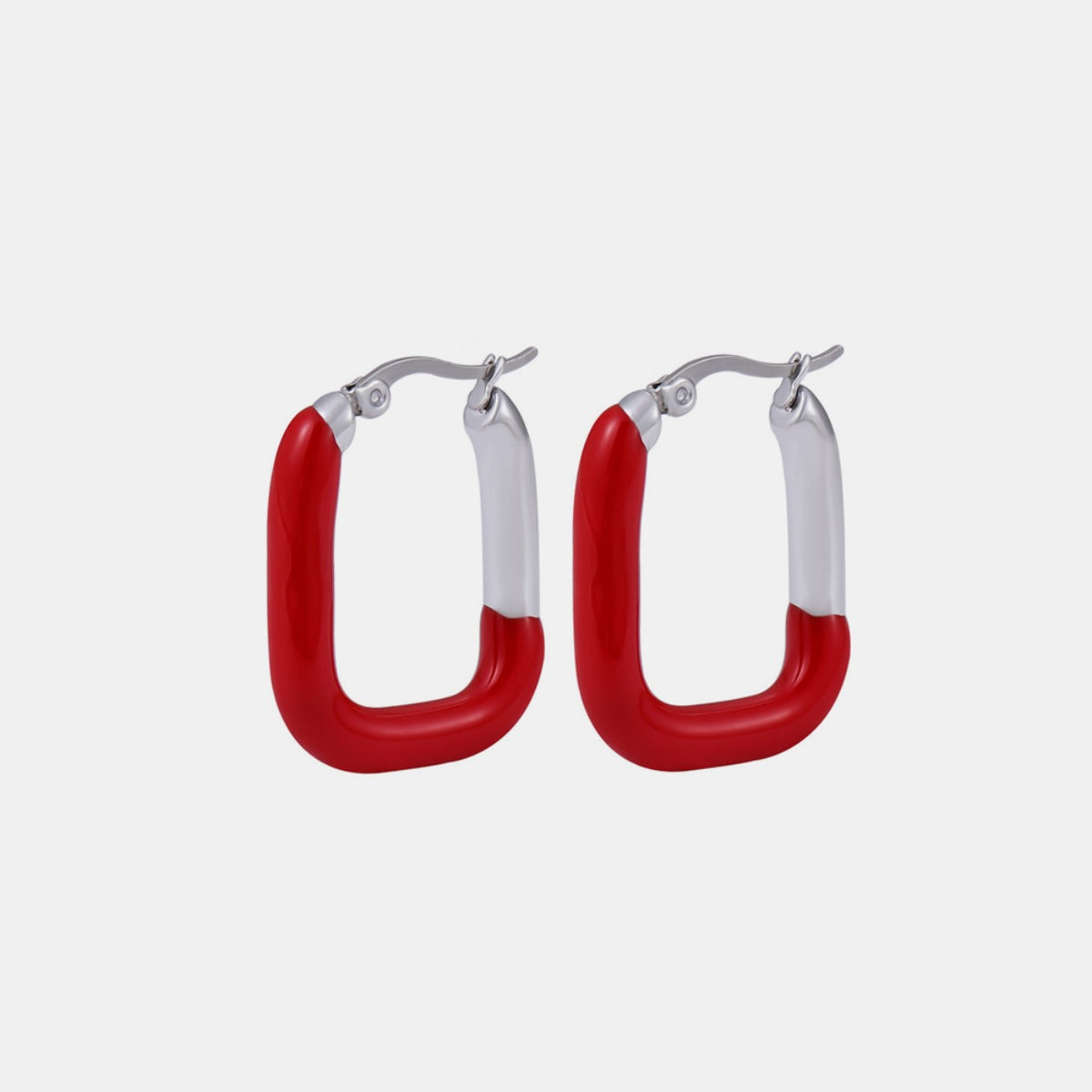 Stainless Steel Drip Oil Contrast Earring - Charming Charlie