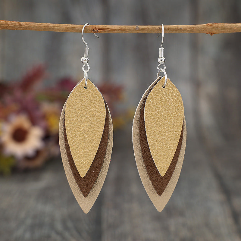 PU Leather Leaf Shape Earrings - Charming Charlie
