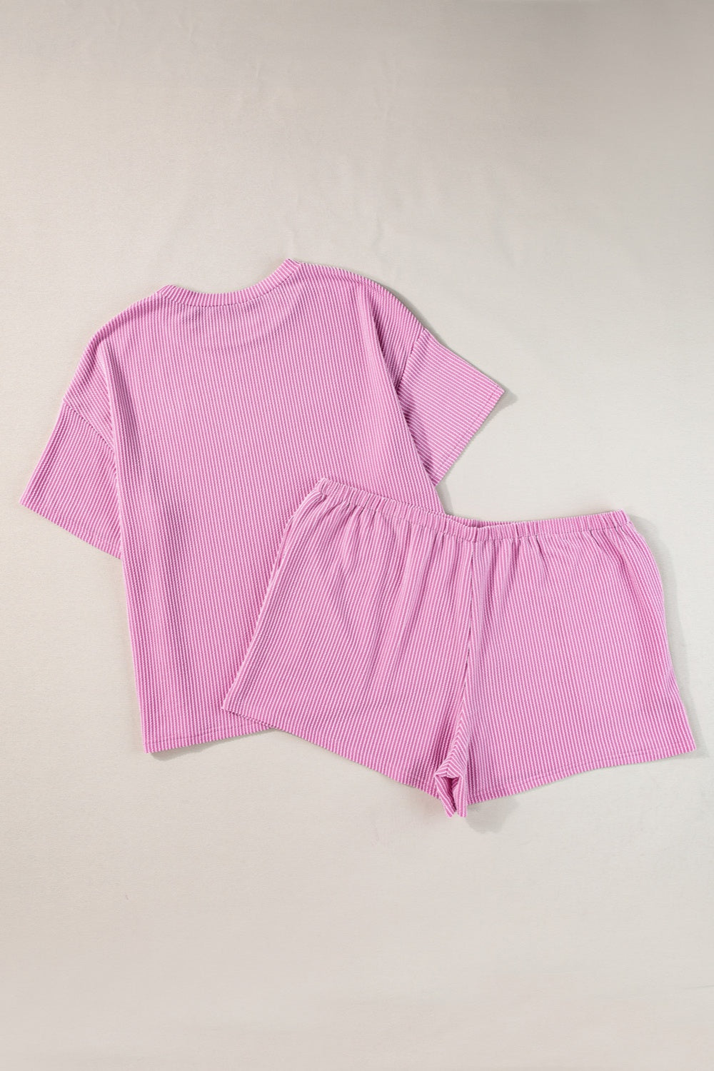 Plus Size Round Neck Short Sleeve Top and Shorts Set - Charming Charlie