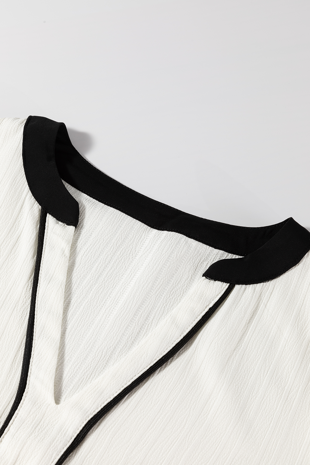 Contrast Notched Long Sleeve Blouse - Charming Charlie
