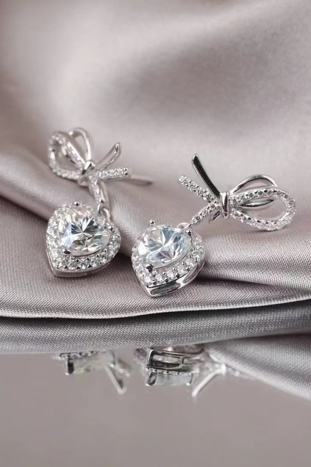 2 Carat Moissanite 925 Sterling Silver Heart Earrings - Charming Charlie