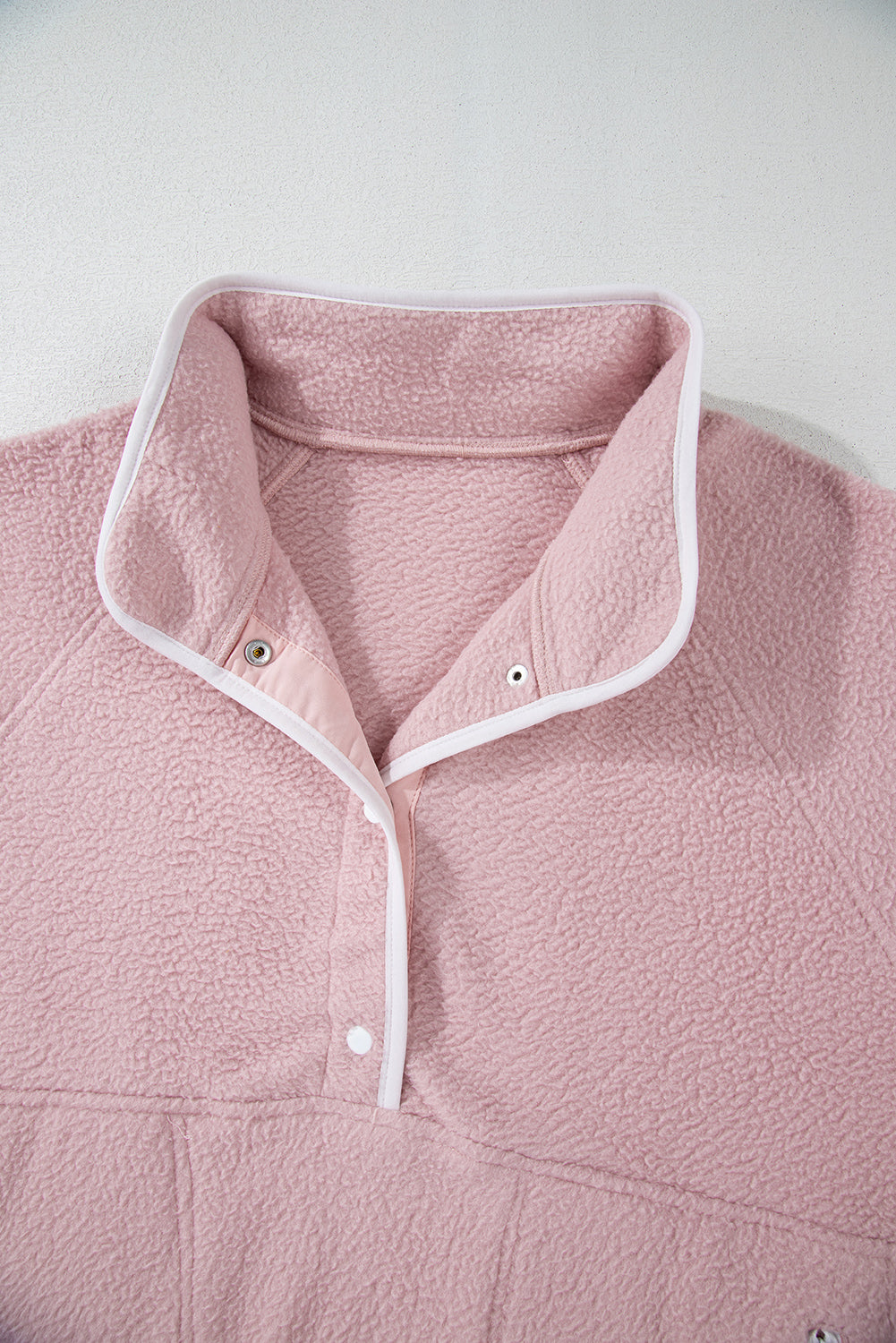 Half Snap Long Sleeve Sweatshirt with Side Slit Pockets - Charming Charlie