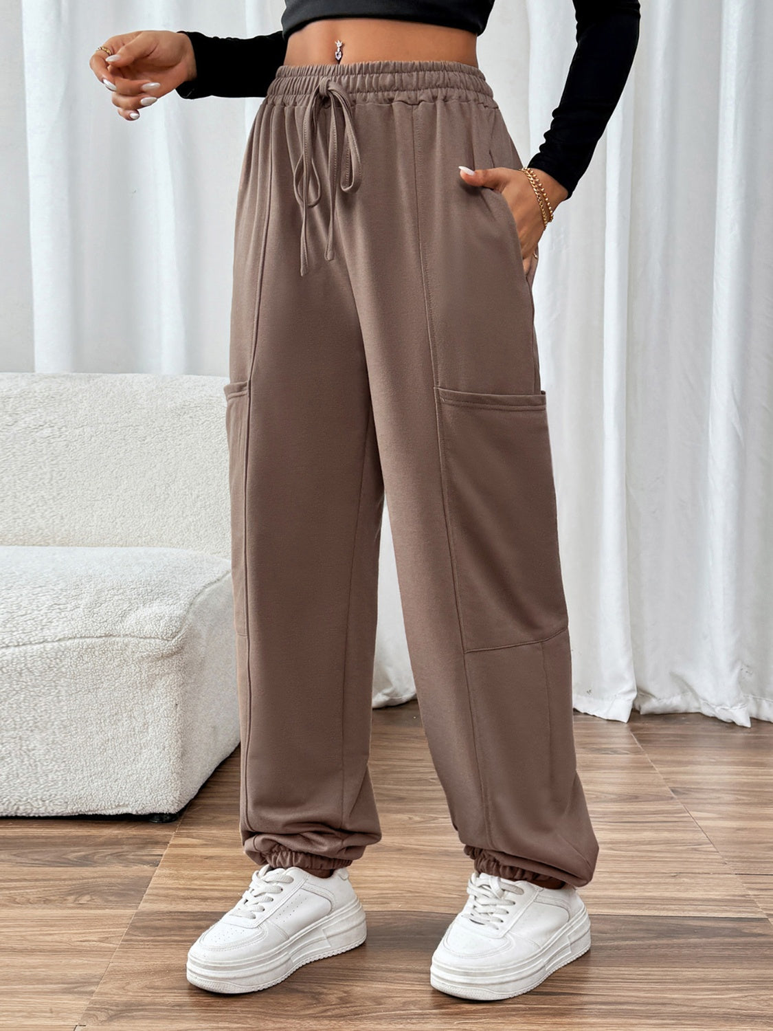 Tied Joggers with Pockets - Charming Charlie