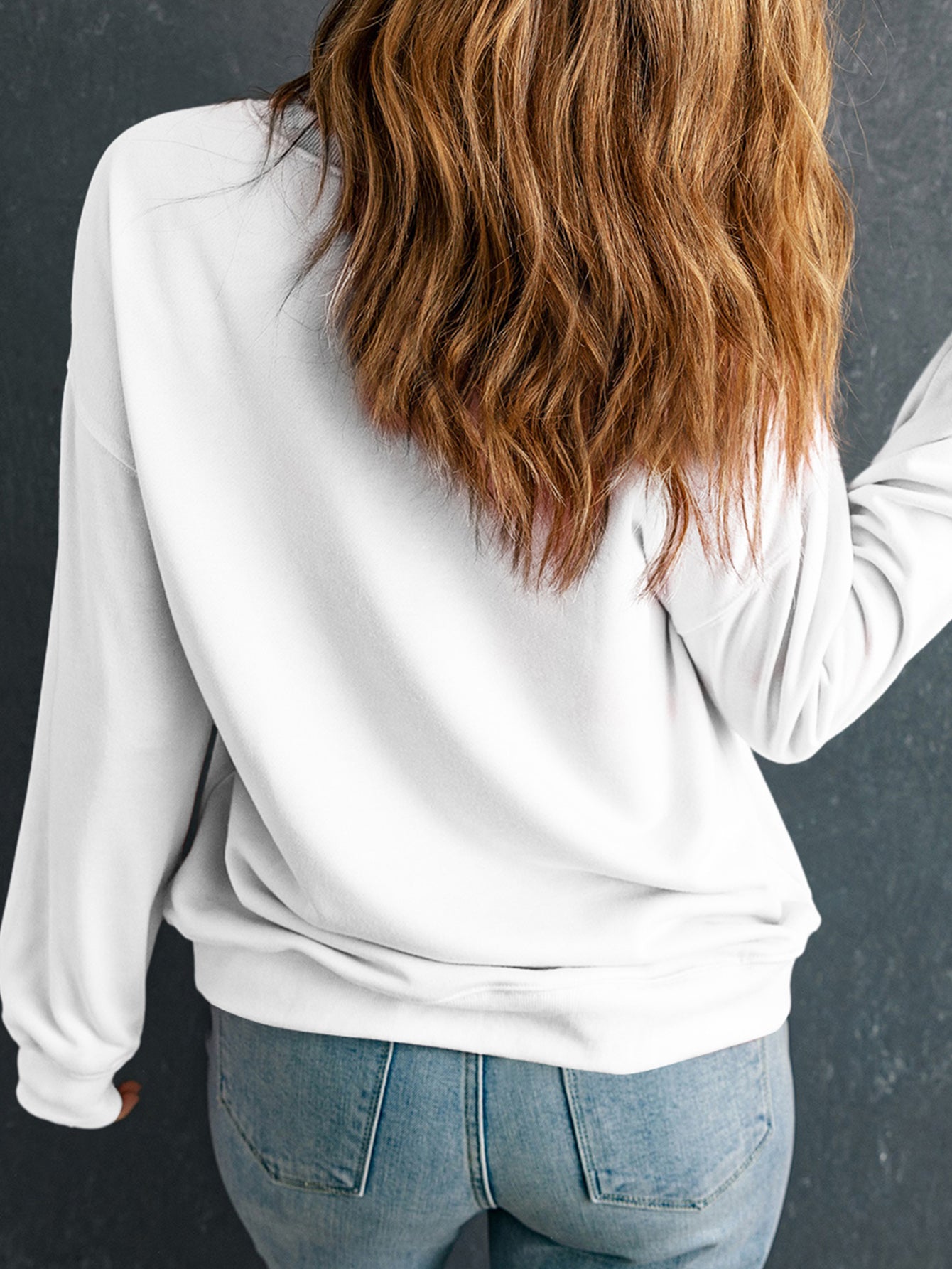 I'M BACK Round Neck Dropped Shoulder Sweatshirt - Charming Charlie