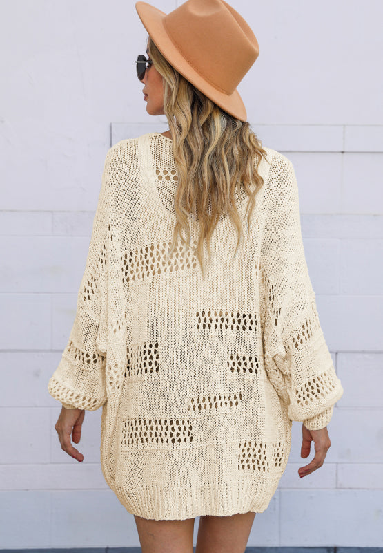 Openwork Open Front Long Sleeve Cardigan - Charming Charlie