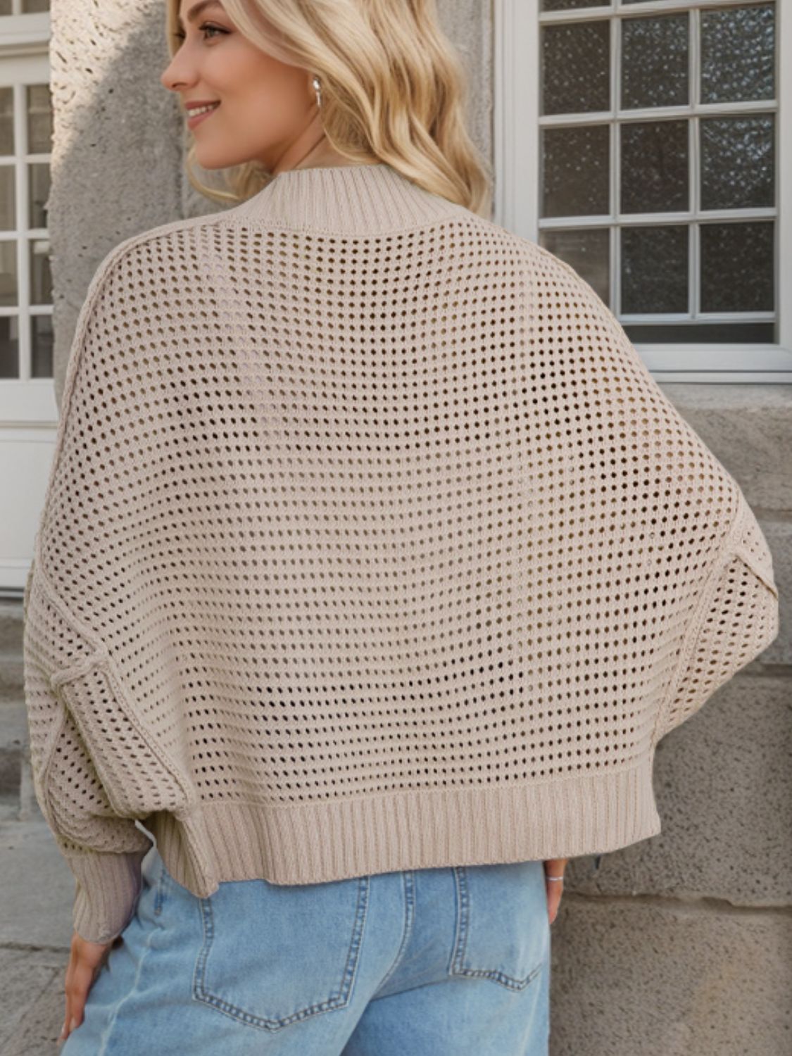 Openwork Open Front Long Sleeve Cardigan - Charming Charlie