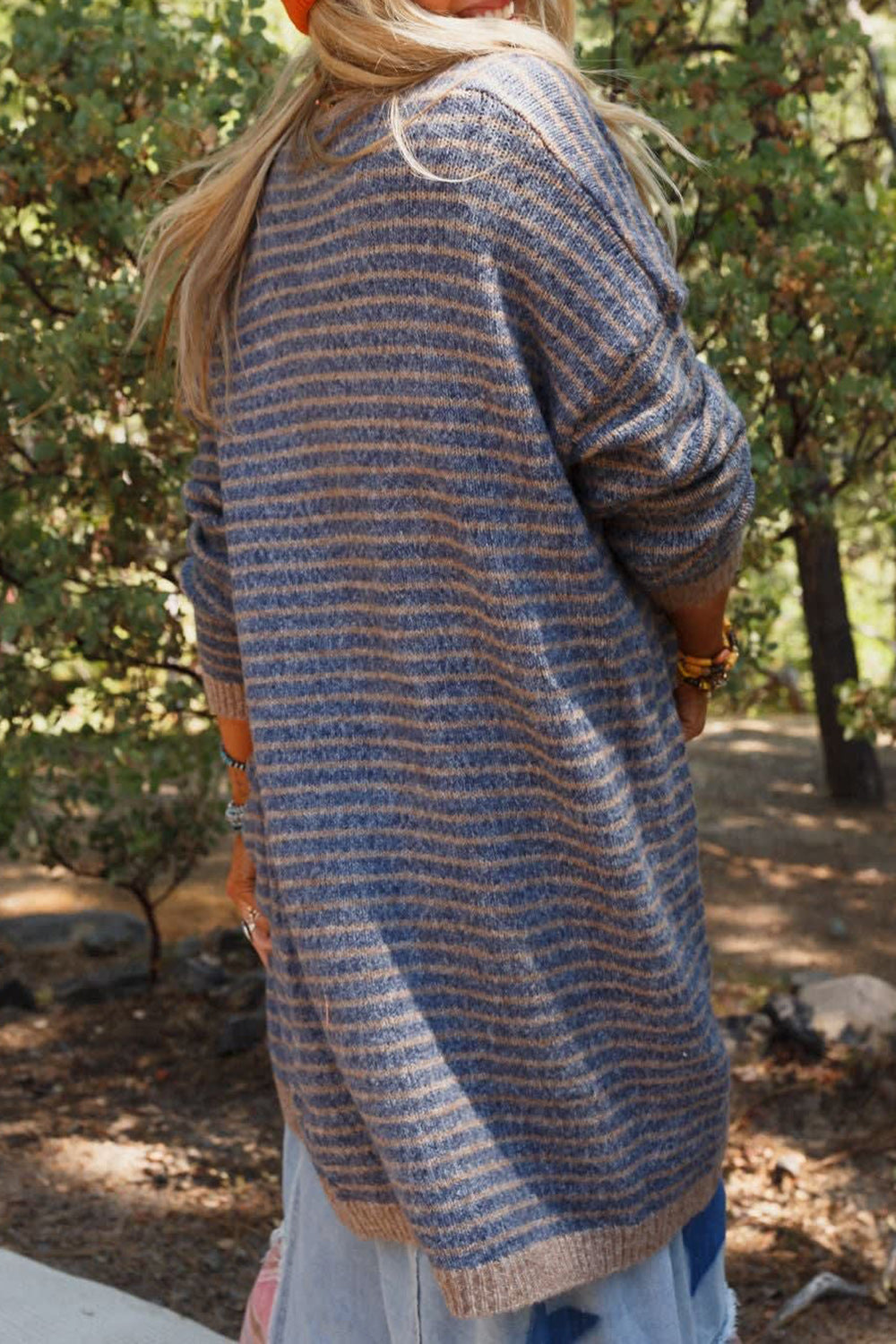 Open Front Long Sleeve Striped Cardigan - Charming Charlie