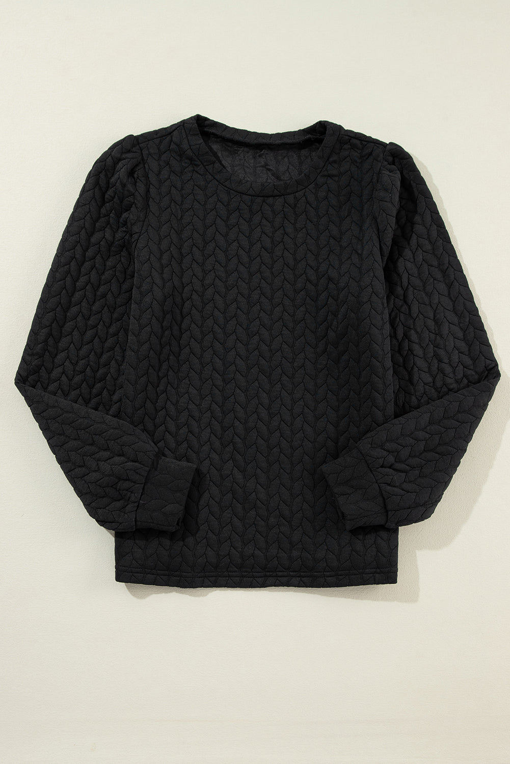 Texture Round Neck Long Sleeve Sweatshirt - Charming Charlie