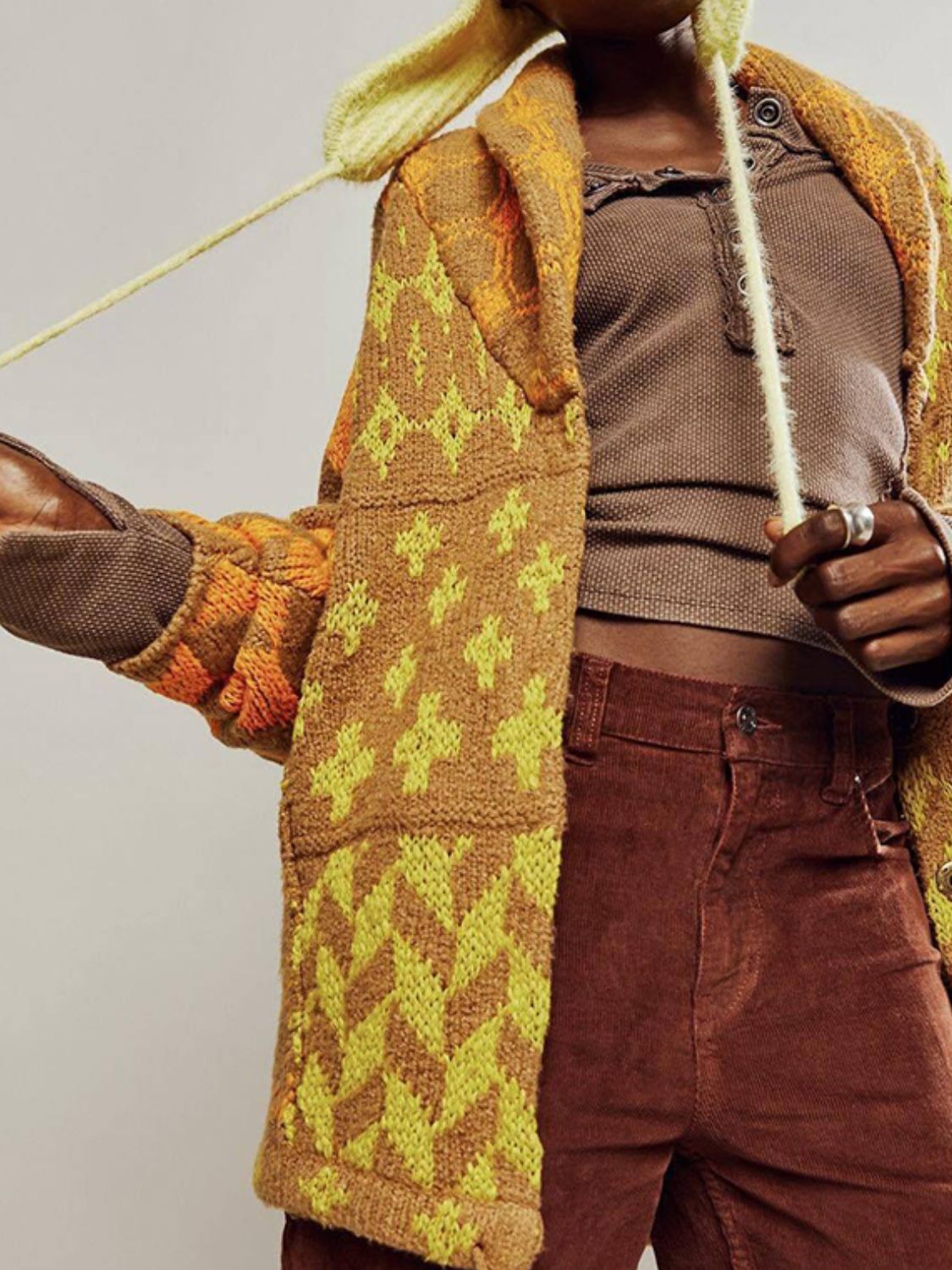 Collared Neck Long Sleeve Cardigan - Charming Charlie