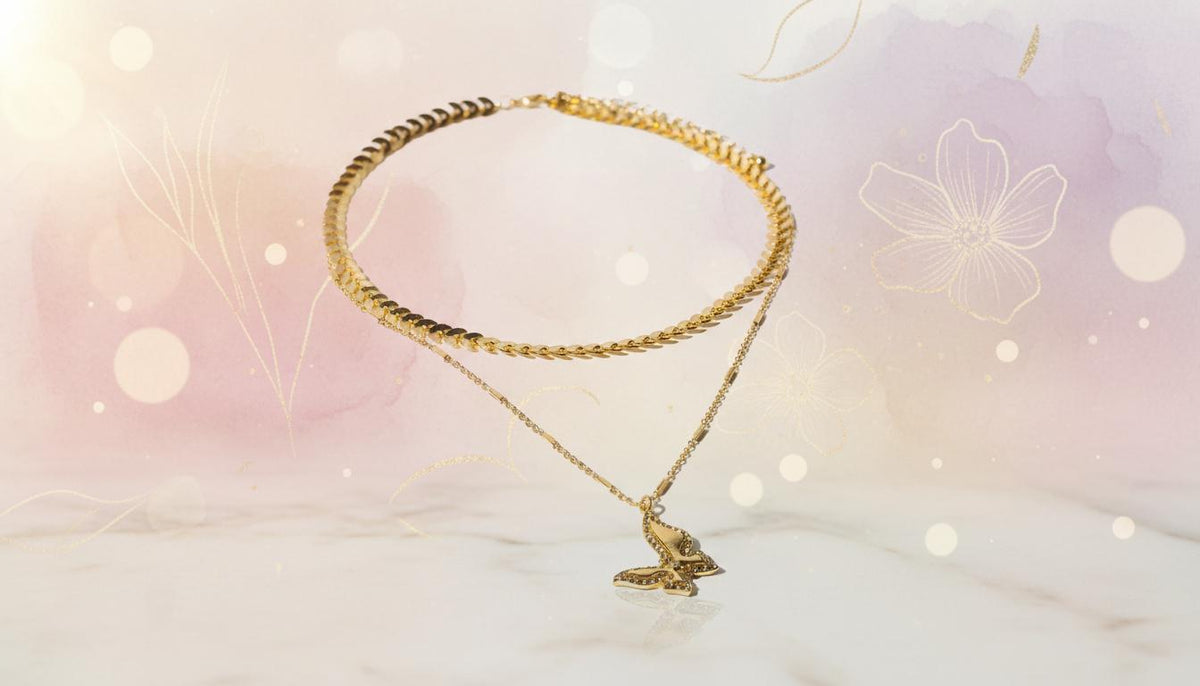Prelayered Novelty Necklace with Butterfly Pendant - Charming Charlie
