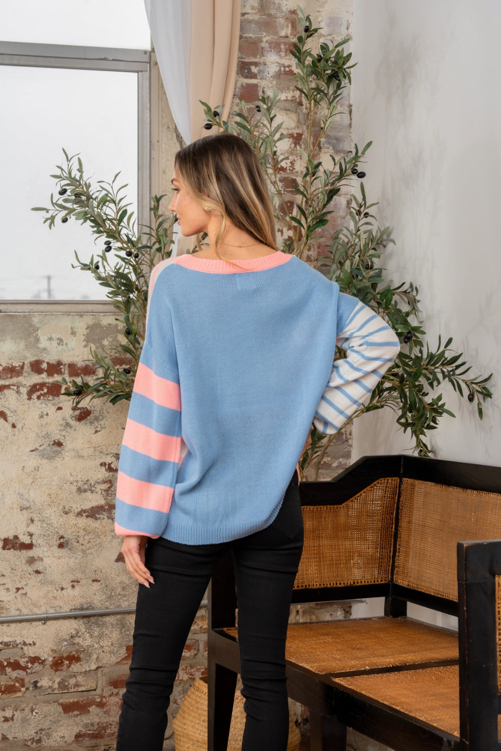 Sew In Love Full Size Striped Dropped Shoulder Sweater - Charming Charlie